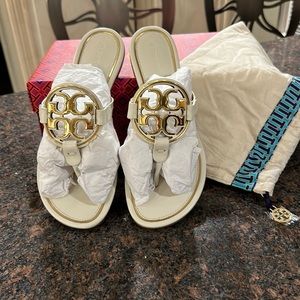 Tory Burch Metal Miller Calf Leather Sandal